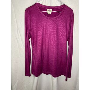 Vintage Ariat Long sleeve Slinky Tee; Cheetah Print, Large